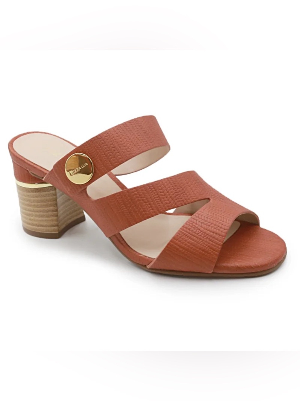 Luz Da Lua Terracotta Block Heel Slide Sandal Size 7